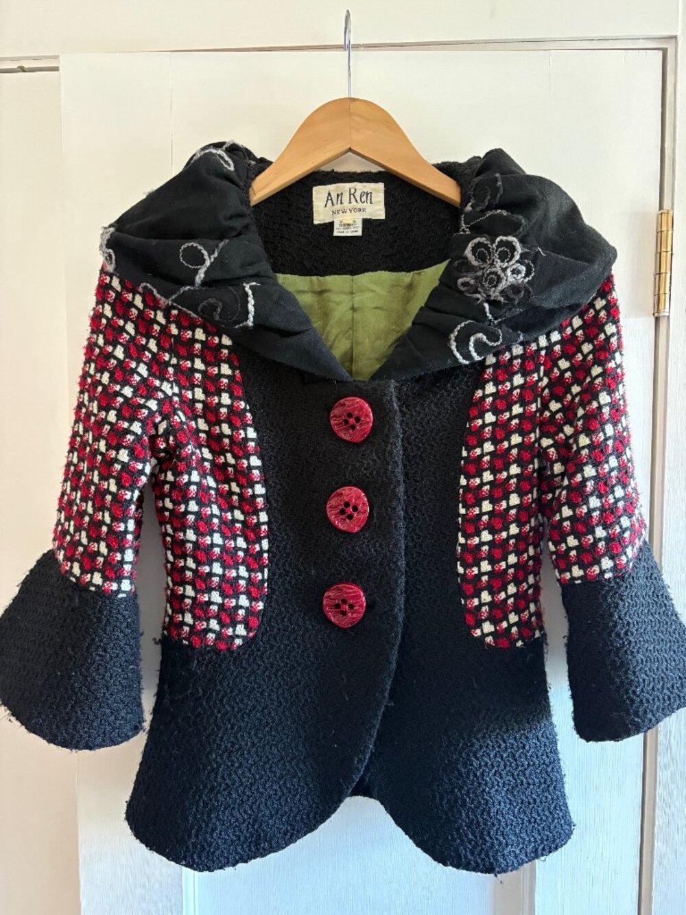An Ren New York Blazer- XS - black and red